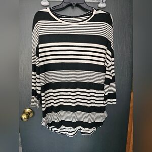 Black and white striped long sleeve tunic